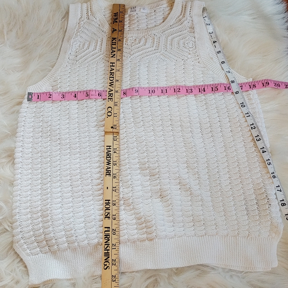 Cotton Crochet sleeveless White Summer Sweater Top GAP M - Picture 8 of 13
